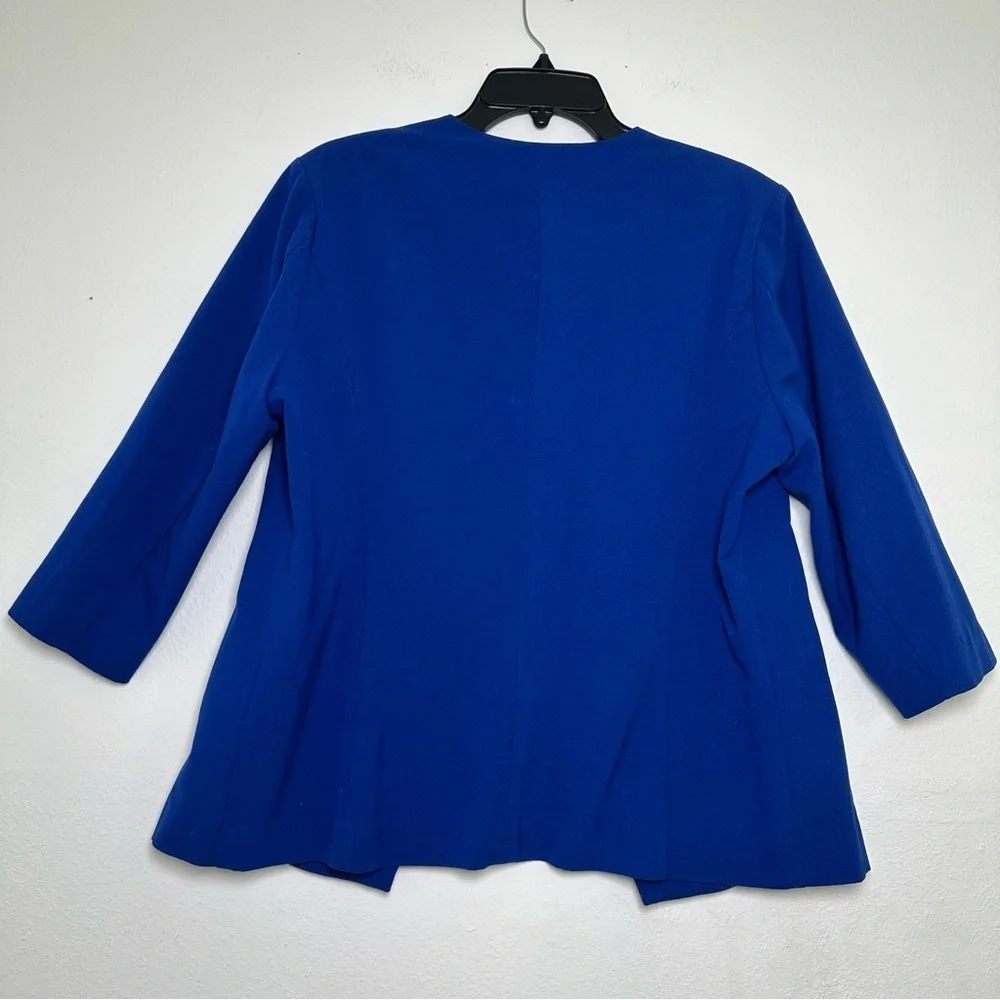 Elegant Royal Blue Women's Blazer 3/4 Sleeves with Shoulder Padding - Picture 2 of 12